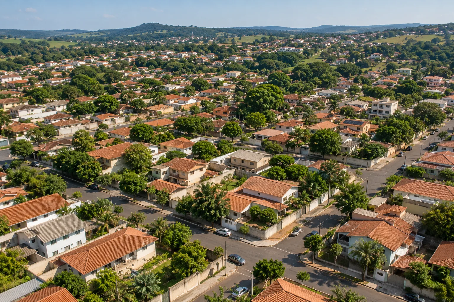 Vista de um bairro residencial brasileiro.